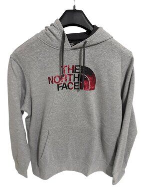 The North Face Hoodie Mens Large Red Logo Fleece Pullover Sweatshirt
